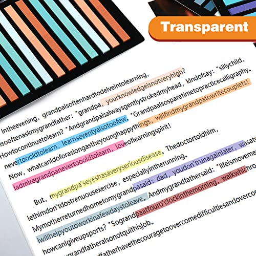 Juome 3000Pcs Highlighter Tape, Transparent Sticky Page Markers Tabs, Morandi Index Tabs Clear Highlighter Strips Flags Stickers, Book Tabs For Annotating Books Aesthetic Office School Study Supplies #TOP1