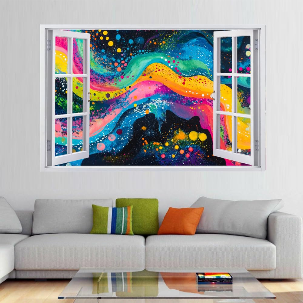 3D Wandaufkleber, Kosmische Linien Durchbruch Wandtattoos Deko Wand Selbstklebend Tintenkunst, Wand Aufkleber Wanddurchbruch Wandsticker für Zuhause, Badezimmer, Schlafzimmer, Wohnzimmer