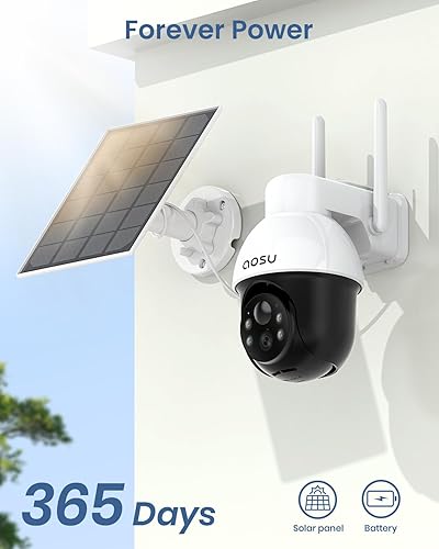 Miniatura 5 de Cámara de seguridad solar inalámbrica para exteriores con PTZ panorámico, seguimiento automático humano, visión nocturna 2K, alarma de luz y sonido,