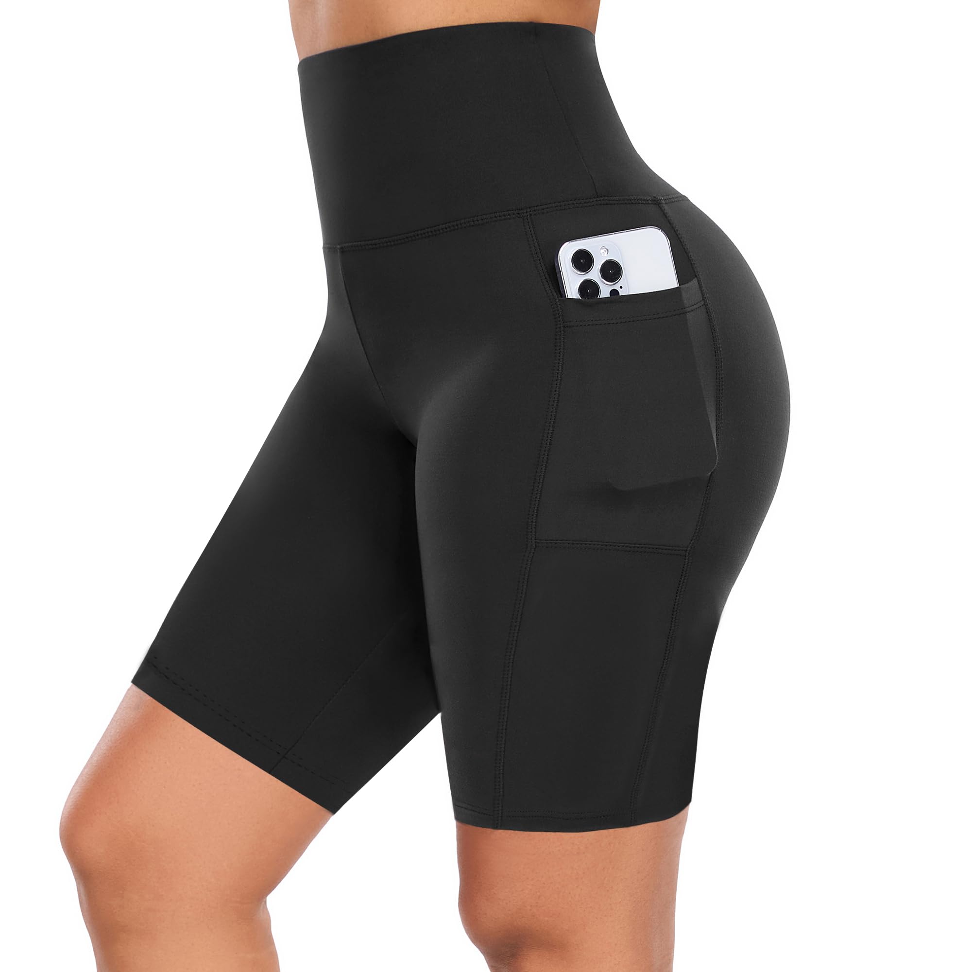 Pantalones Cortos Deporte Mujer Cintura Alta Shorts Leggins Pantalones Cortos de Yoga para Correr Gym Fitness Mallas Deportivos con Bolsillos Laterales GI371