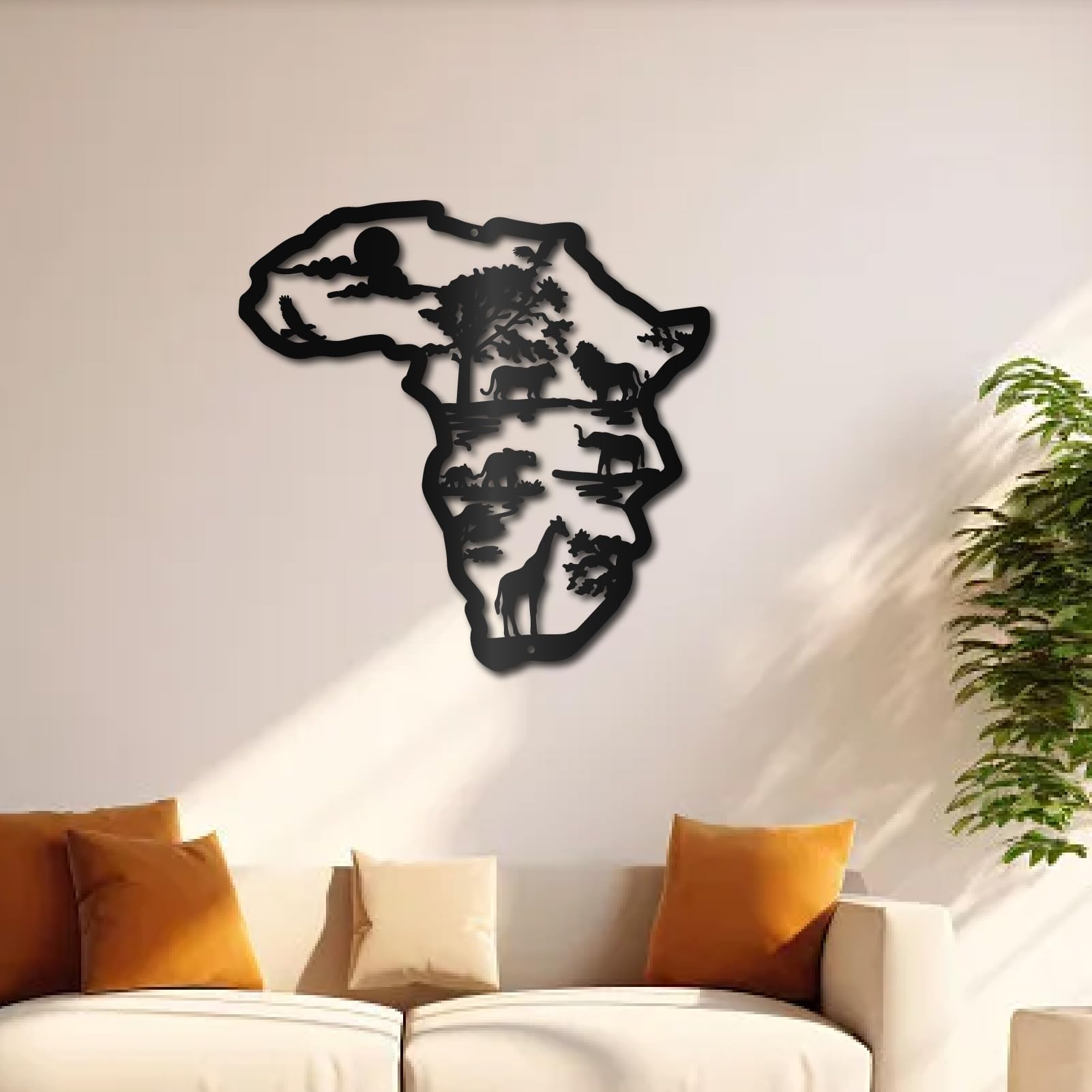 Afrika Karte Metall-Wandskulptur – Geometrische Deko Aus Stahl, 43x31 Cm, Für Innen & Außen