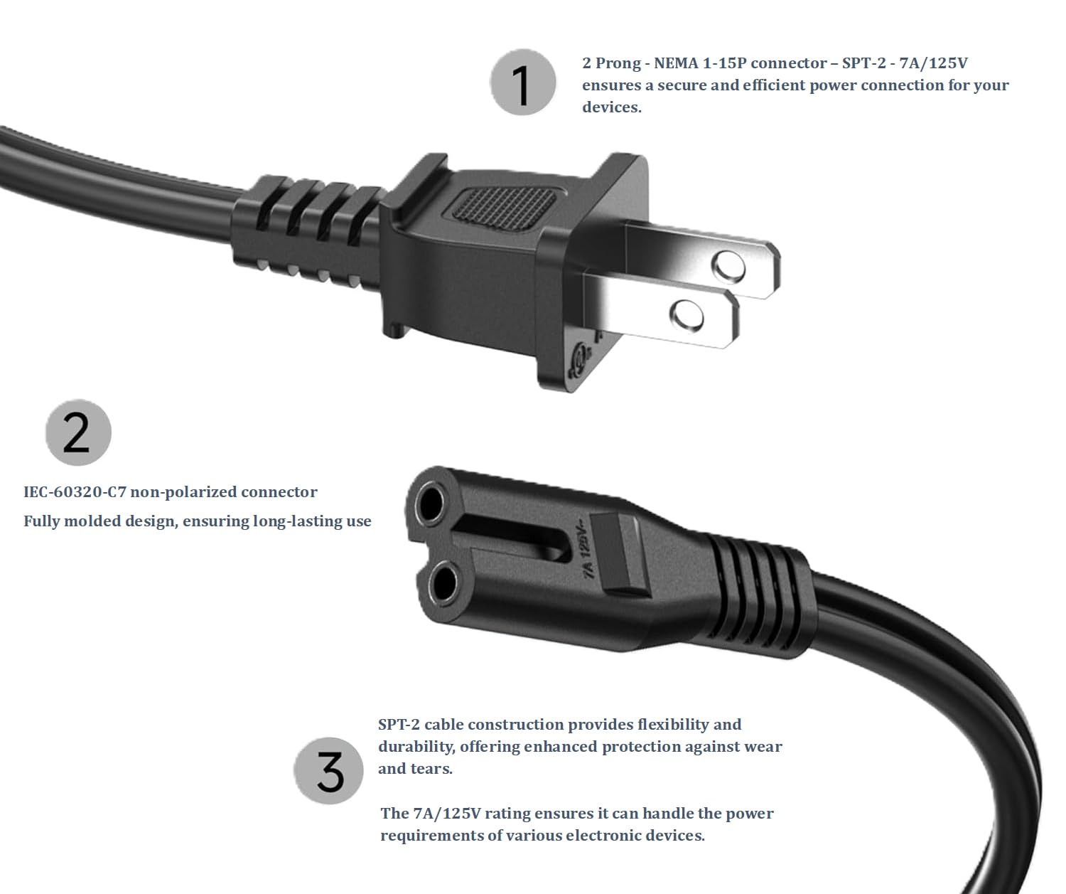 Amazon.com: TV Power Cord 10ft. Compatible with Sony Samsung LG