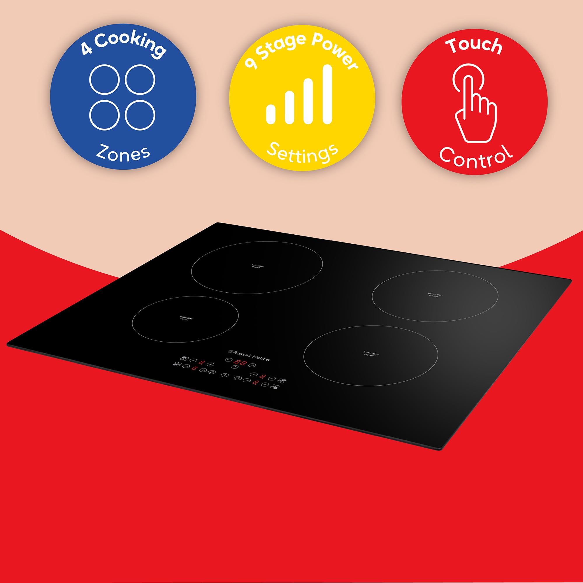 Russell Hobbs RH60IH413B, 59cm 4 Zone Induction Hob with Touch Control in Black — view 8