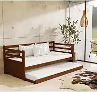 Sofá Cama Solteiro Enjoy em Madeira Vintage Castanho