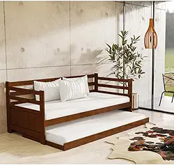 Sofá Cama Solteiro Enjoy em Madeira Vintage Castanho