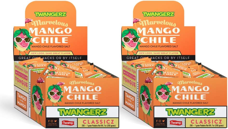 Twangerz Snack Topping, Mango Chile, 1 Gram Packets (Pack of 400)