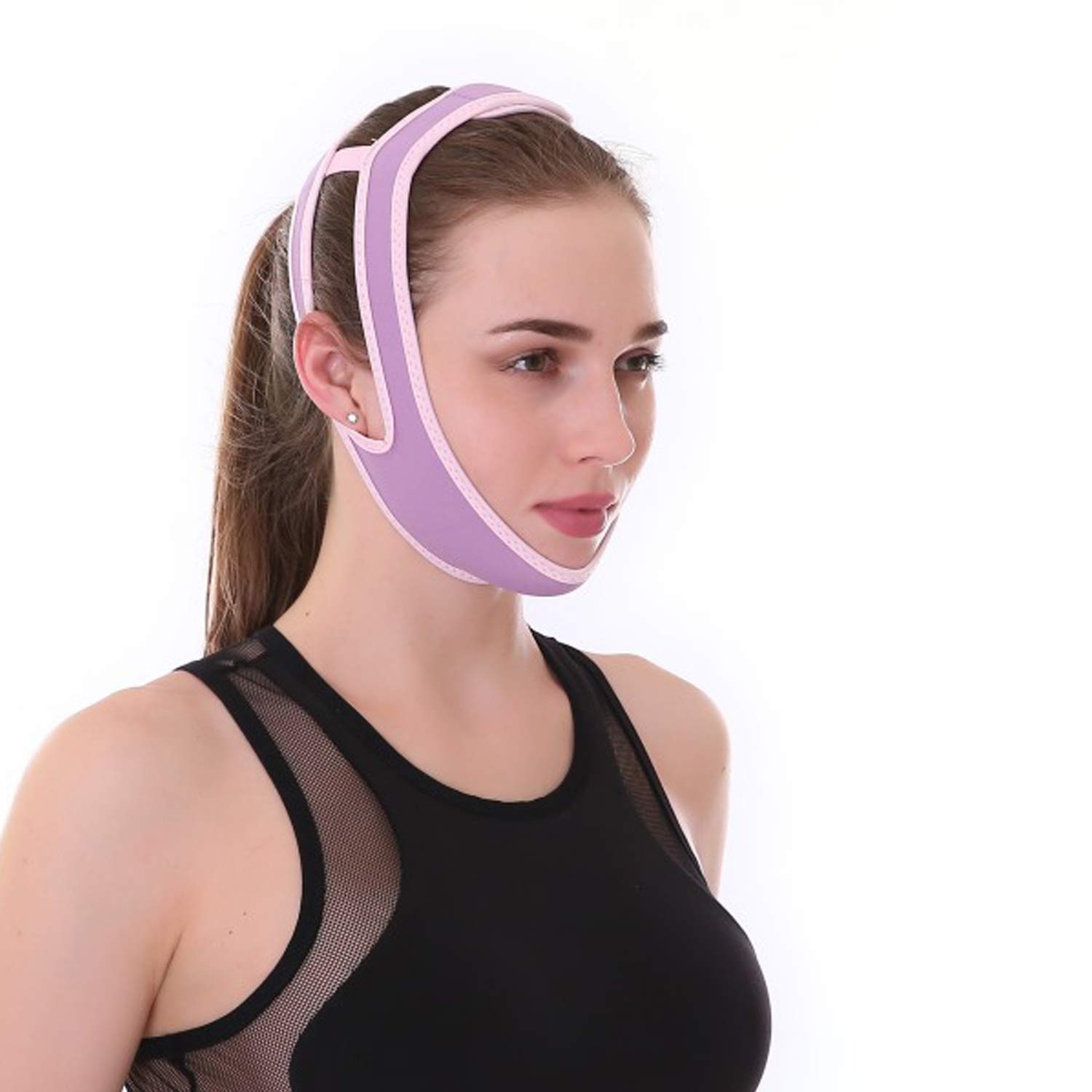 Anti Snoring Chin Strap, Jaw Support Strap Adjustable Comfortable Chin Straps Anti snoring Devices for Man and Woman Prevent a dislocated jaw Strap Unisex (Purple)