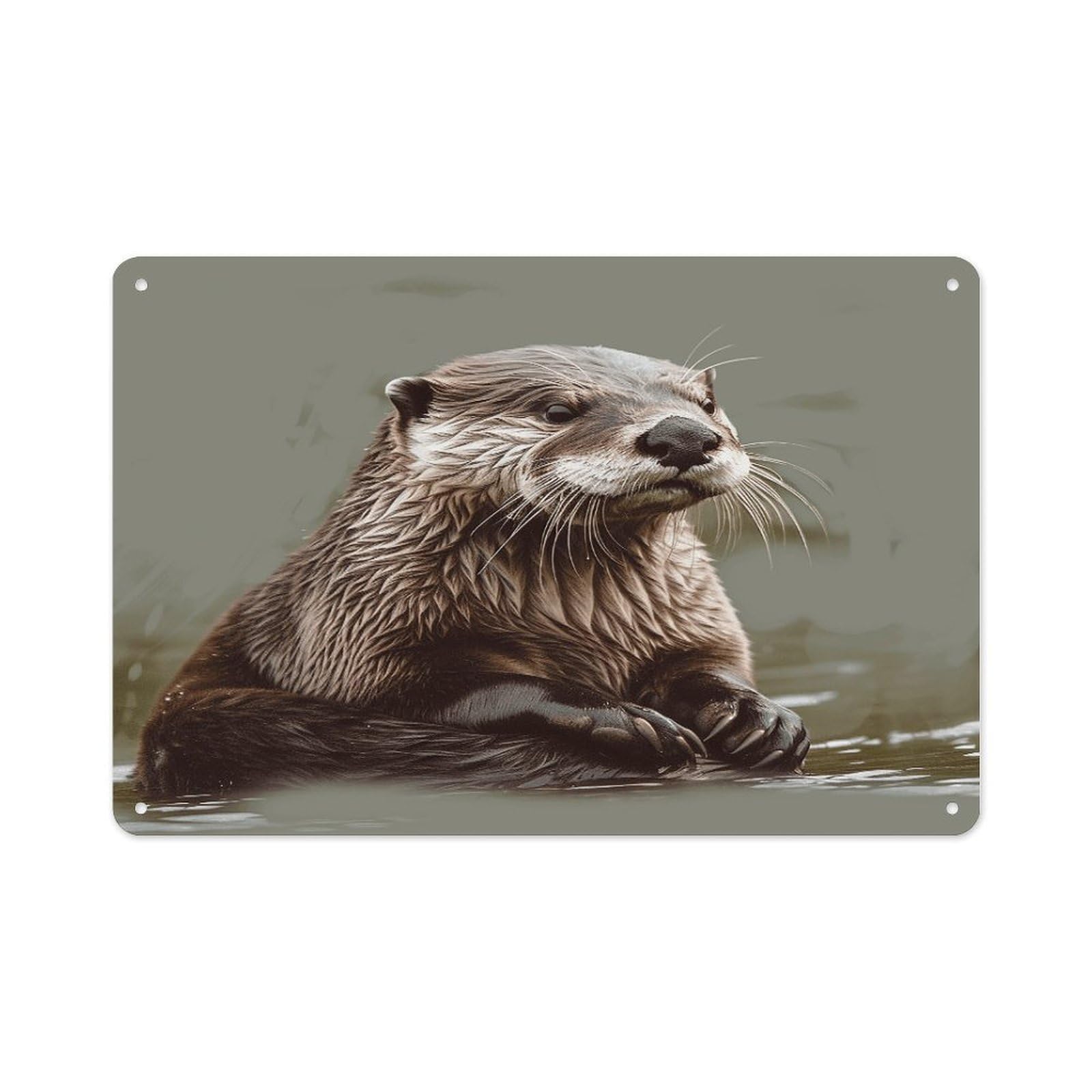 VstaDank Metal Aluminum Otter Animal Sign Wall Decor Vintage Metal Sign Plaque Boho Wall Hanging Decor Sublimation Picture Panel Personalized Plaque Poster 8x12in