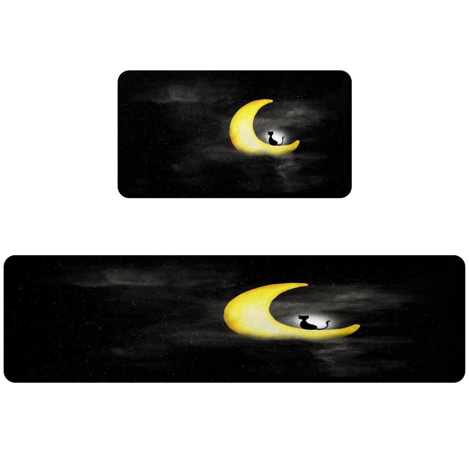 Alfombrillas de cocina gato negro VAPOKF juego de 2 piezas lavables