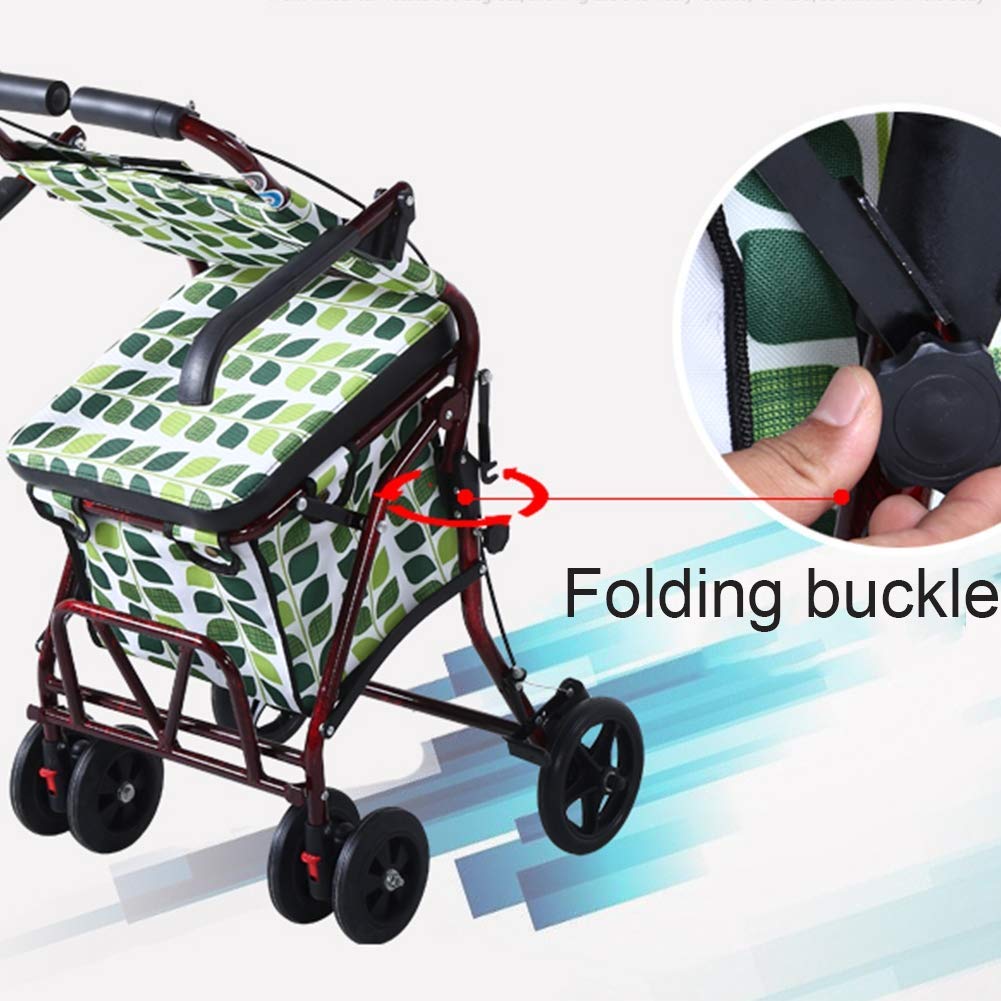 Rollator 4-kołowy składany chodzik chodzik z koszykiem na zakupy Wyściełany wózek do siedzenia Pomoce dla osób niepełnosprawnych Interesting