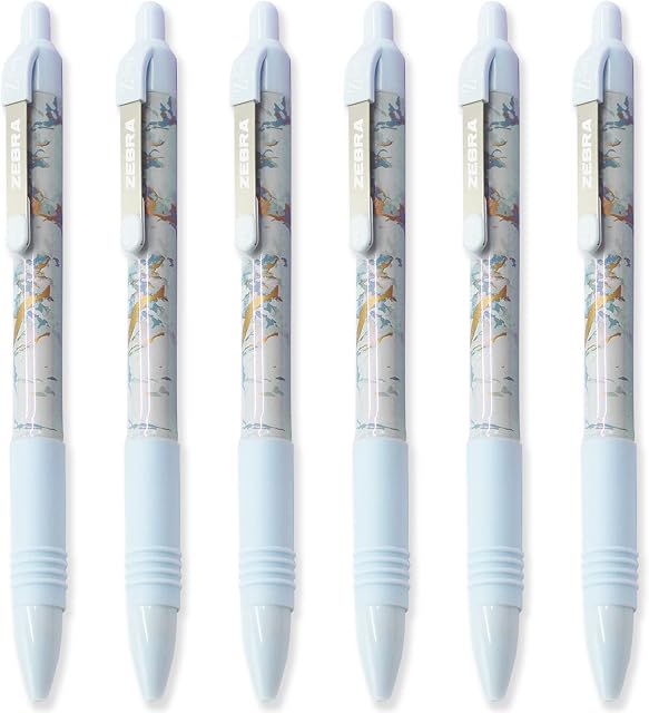 Zebra Z-Grip Smooth - Retractable Ballpoint Pen - Pack of 6 - Black Ink - Blush Blue with Wrap Barrel Design
