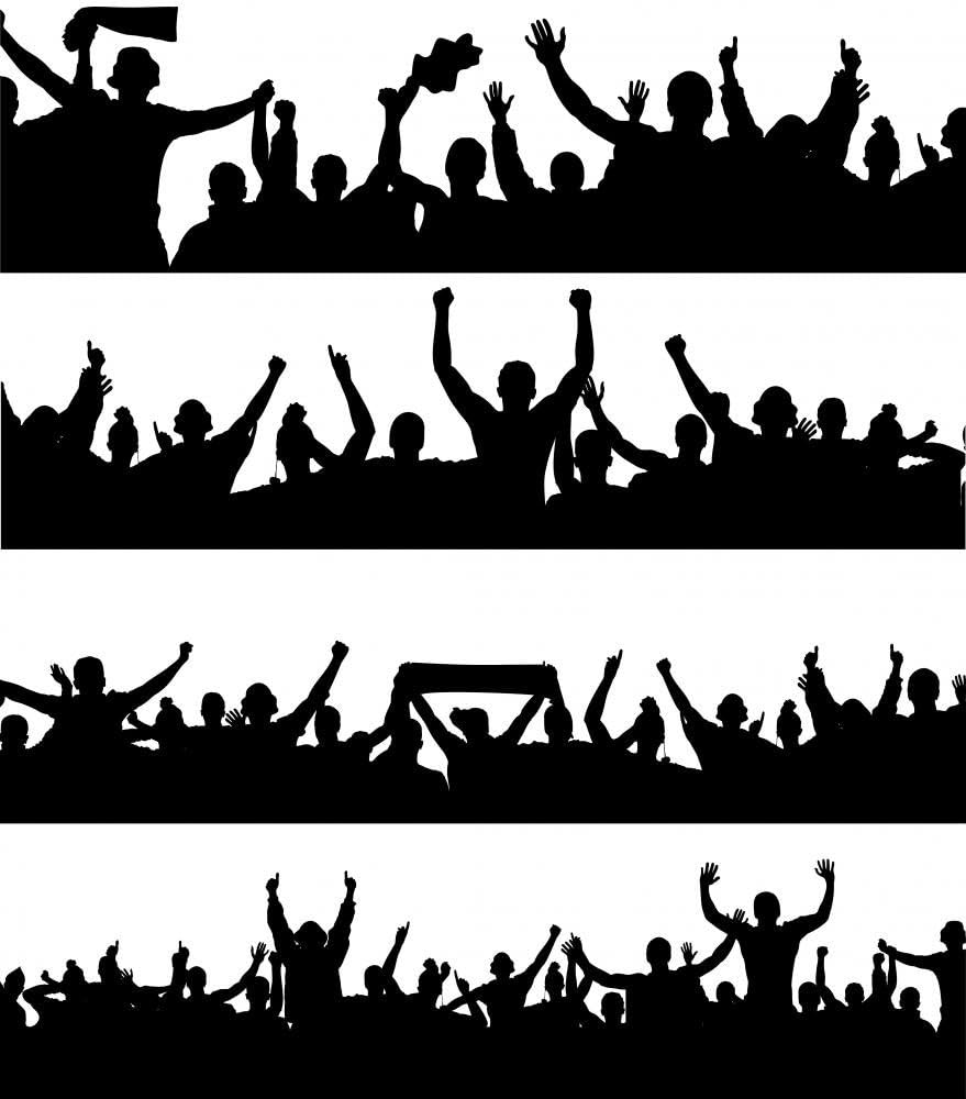 Cheering Sports Fans Crowd Silhouette Wall Decal – Removable Vinyl Wall Sticker – Easy Peel & Stick – 18"