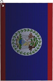 Flag of Belize Knitting Effect Golf Towel 24x16in Microfiber Golf Towels Waffle Towel Golf Accessories Cleaning Cloth