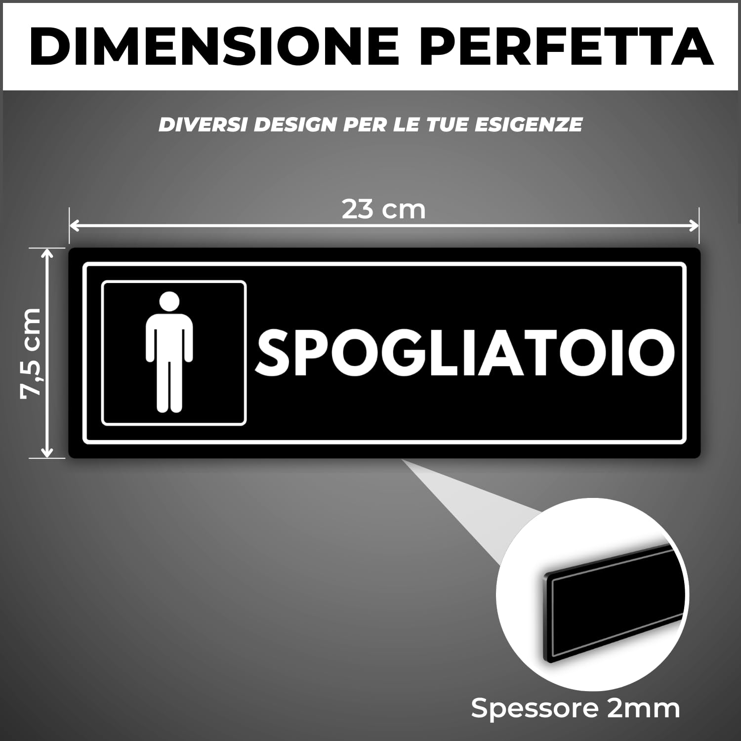 Segnale Spogliatoio Uomini - 7,5 x 23 cm - Spessore 2 mm - Acrilico - Targa Adesiva - Cartello Spogliatoio Maschile - Simbolo Spogliatoio - (Spogliatoio Uomo)