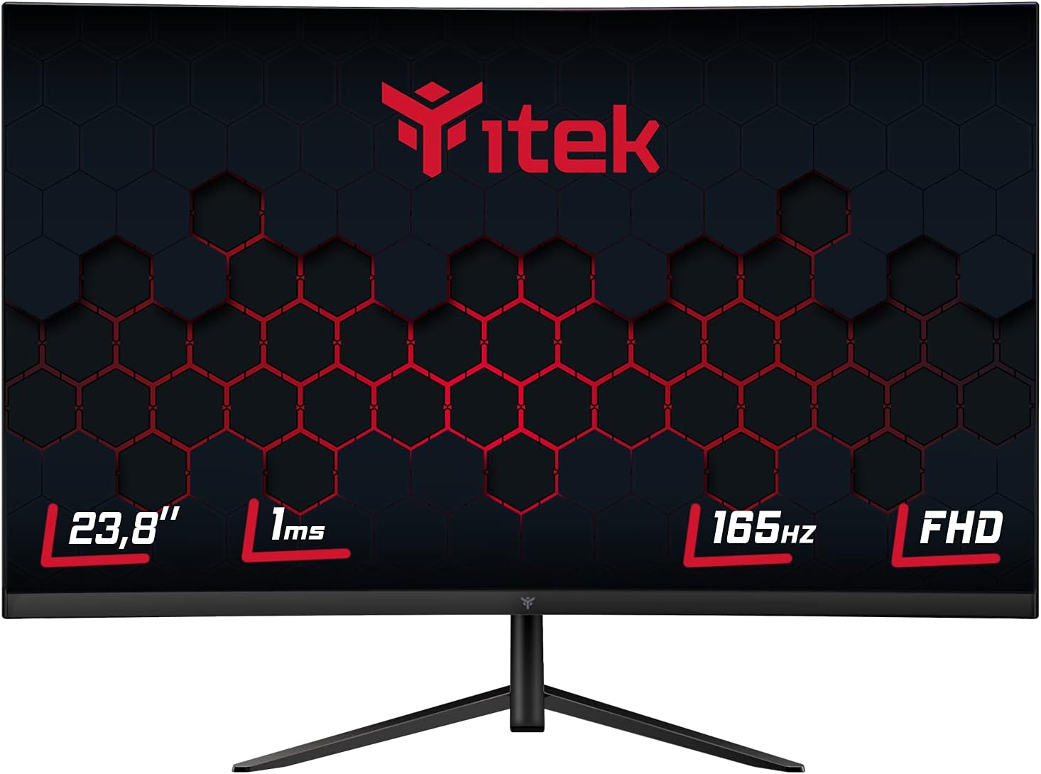 Itek Monitor GGF Gaming, Flat, 23.8 1920x1080 (Full HD), 16:9, HDR 10, VA, 165Hz, 1ms, FreeSync, G-Sync, HDMI, Display Port, Audio, Altoparlanti incorporati, Nero