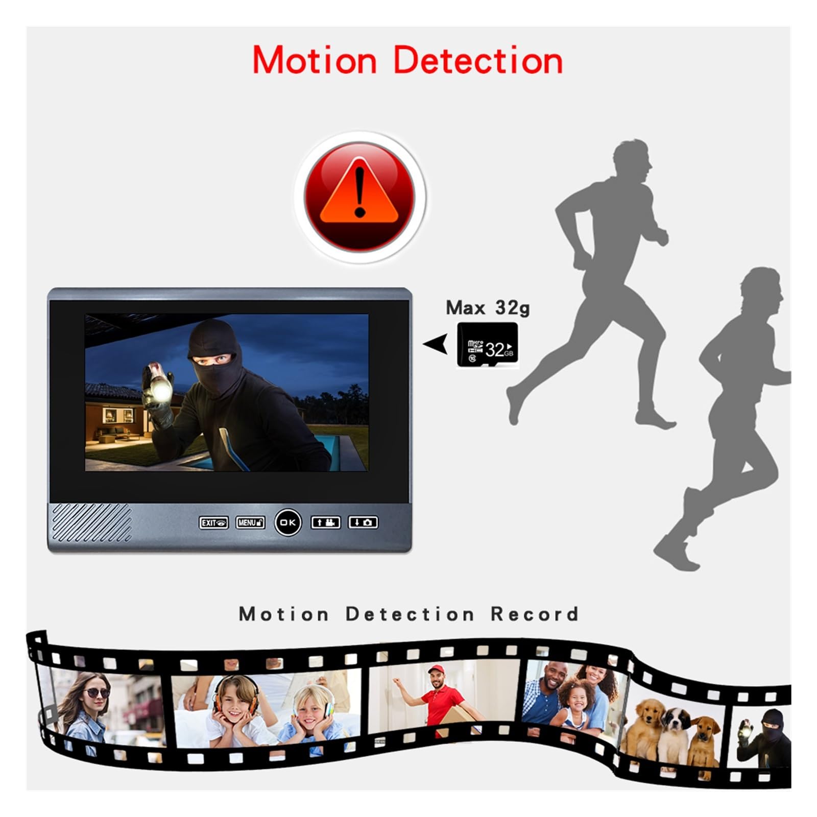 Videocitofono wireless da 7 pollici a 2,4 GHz Rilevazione del movimento senza colpi di sicurezza del campanello visivo a lungo standby for la casa(818-1-1)