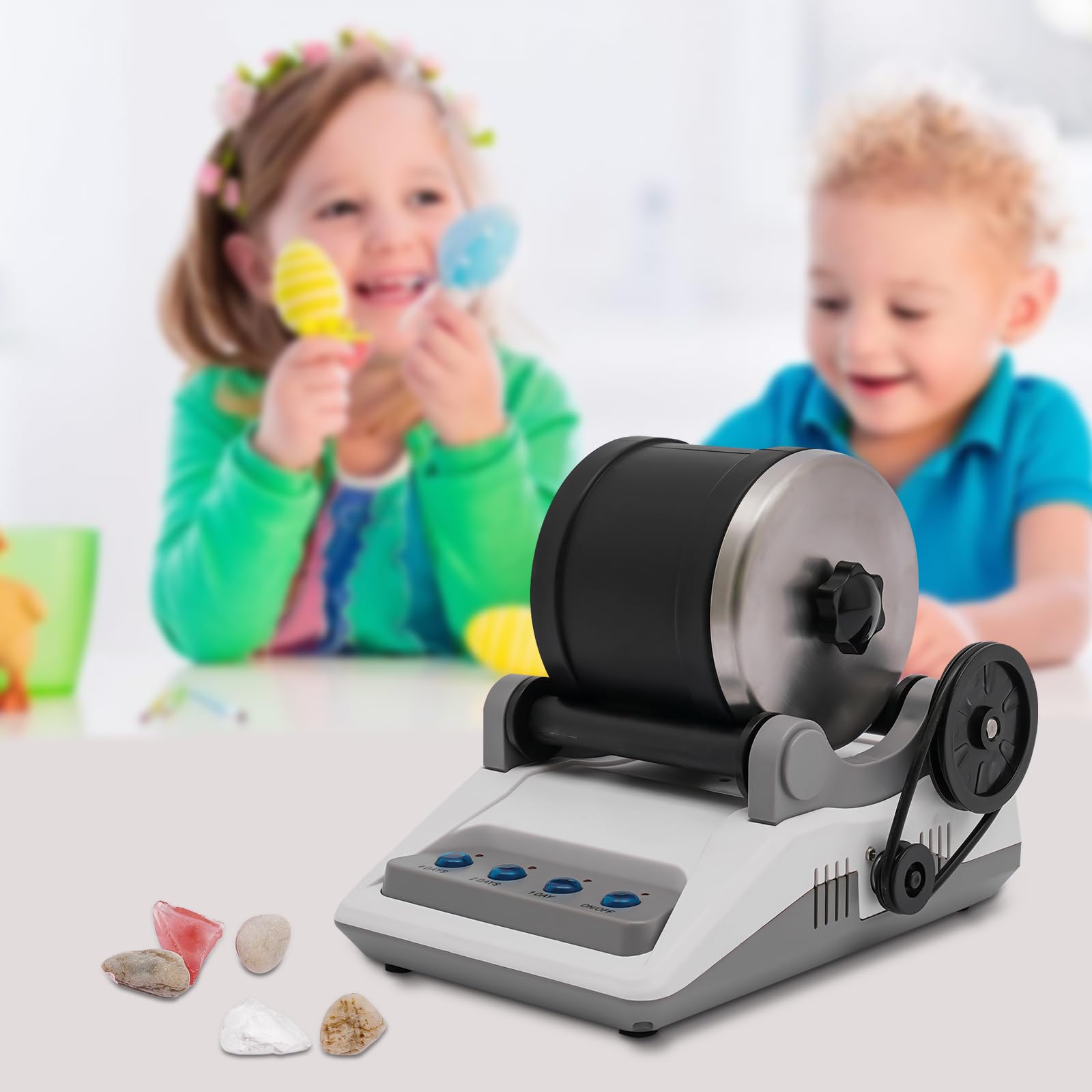 Steinschleifmaschine Set, Steinpoliermaschine mit 7-Tage-Timer und abnehmbarem Polierer Elektrisch Steinpolierer, DIY-Poliermaschinen-Set, für Kinder und Erwachsene