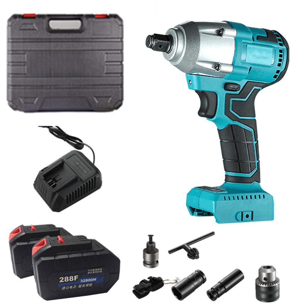 Avvitatore Percussione Elettrica a Batteria 2 x Batteria Kit Completo con Trapano, Convertitore, Manicotto, Scatola di Immagazzinaggio, ECC. 330N.M