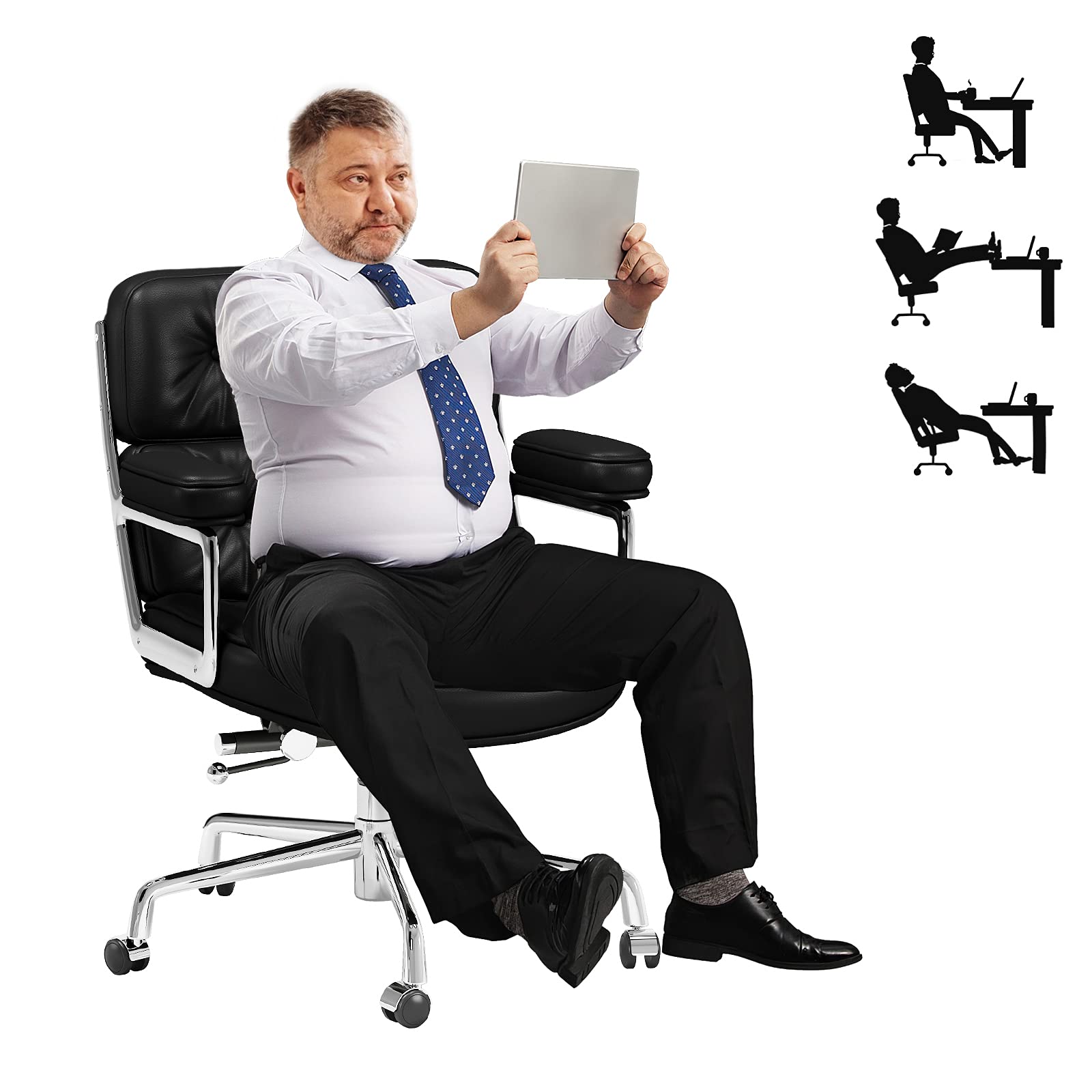 Office Chair Ergonomic Cushion Lumbar Support with PU Leather-Comfortable Executive Chair Adjustable Swivel Rolling Gaming Chairs,Mid-Back Home Office Computer Desk Chair with Armrest (Black)