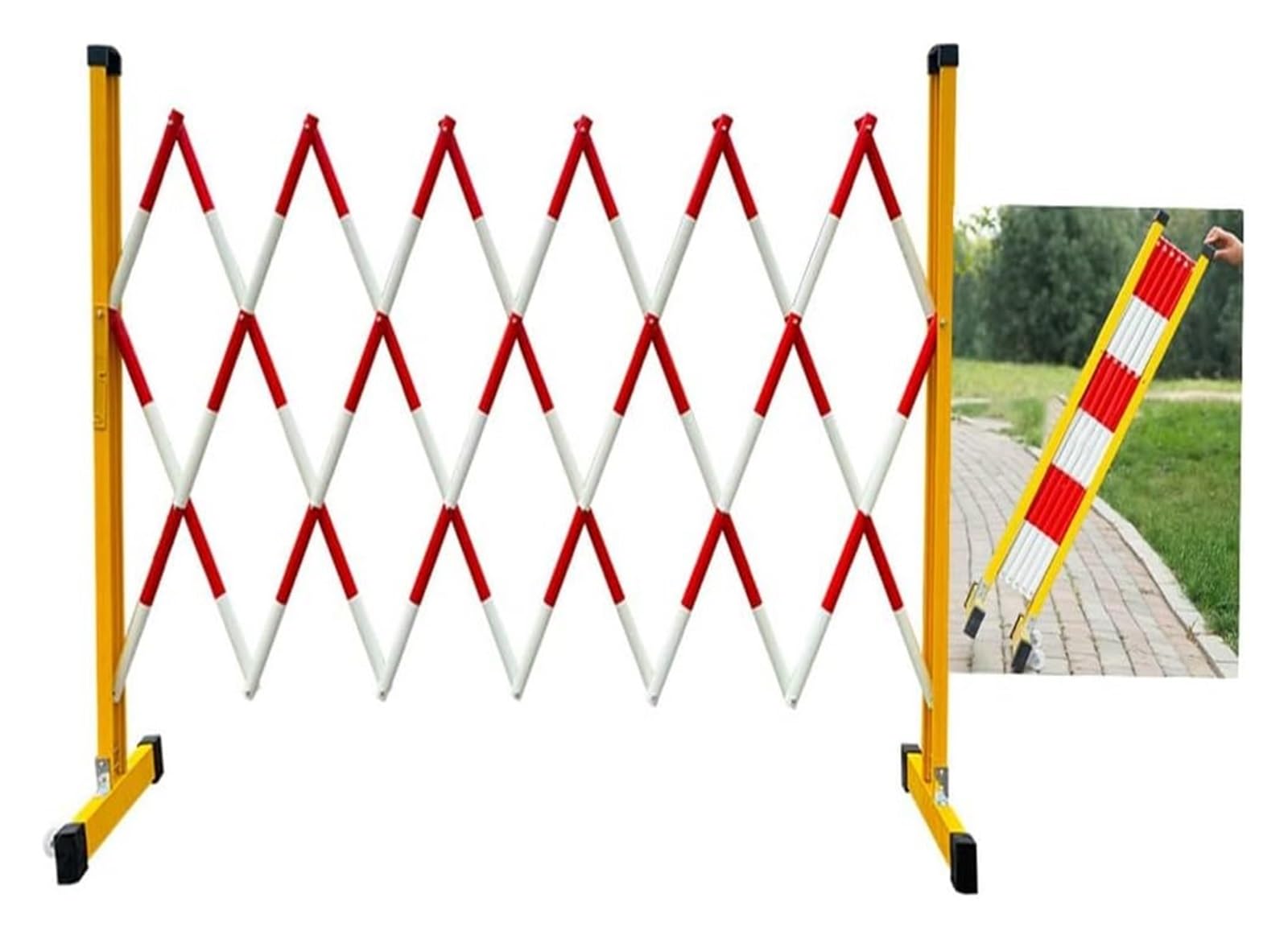 HCZKIUJY Expandable Barricade,Mobile Barrier Gate, Retractable Traffic Fence Expandable Metal Barricade Mobile Safety Barrier Gate (Red White 1.2x5m)