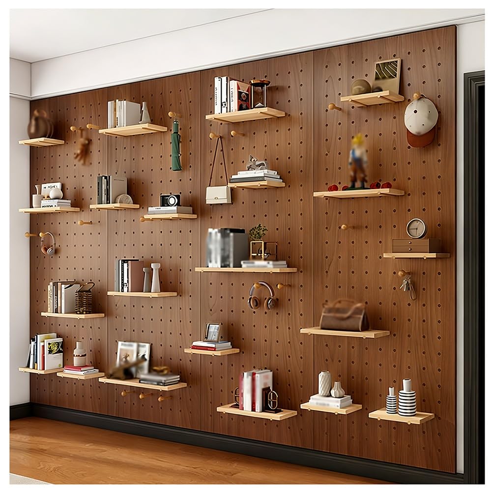 Wandmontiertes Stecktafelregal aus Holz, 16 mm dickes Stecktafel-Kombinationsset, Werkstatt-Organisationsloch, Wandbrett, für Zuhause, Büro, Bastelraum