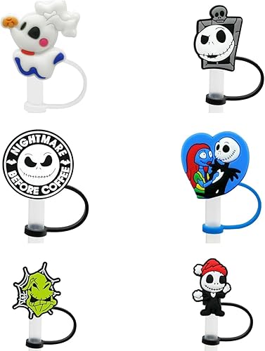 Paquete de 6 adornos de paja compatibles con vasos Stanley de 30 y 40 onzas (paquete de Halloween)