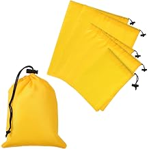 Drawstring Bag with Toggle, Stuff Sack String Waterproof Travel Storage Bags Cinch Stuff Pouch 3 Size & 6 Pack & Yellow -Fitting for Gym/Traveling/Hiking/Yoga/Office/Shoes