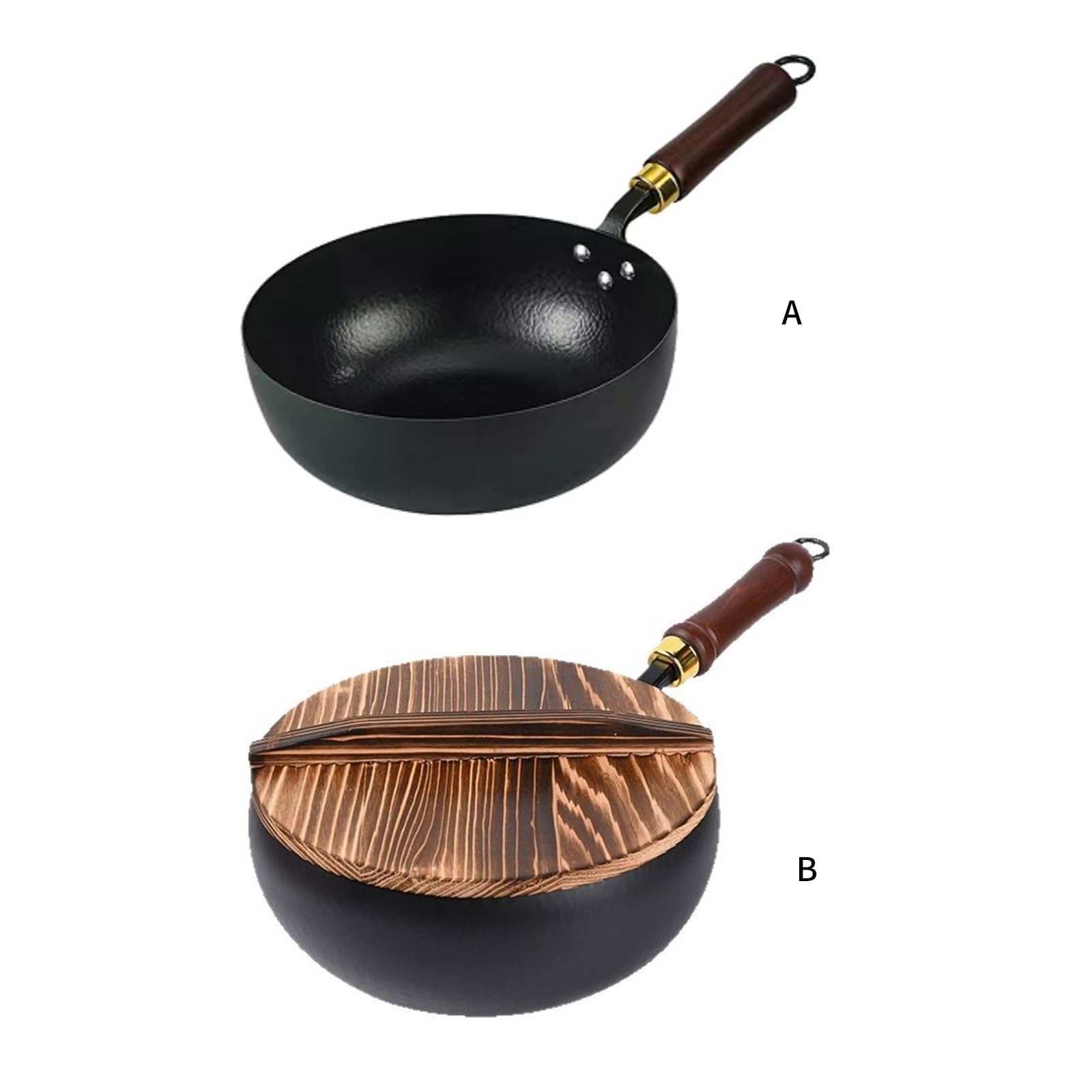 XAGMODSHN Padella professionale in acciaio carbonio con fondo da 24 cm per riscaldamento rapido, soffritto e preparazione dei pasti in famiglia, padelle con finiture lisce