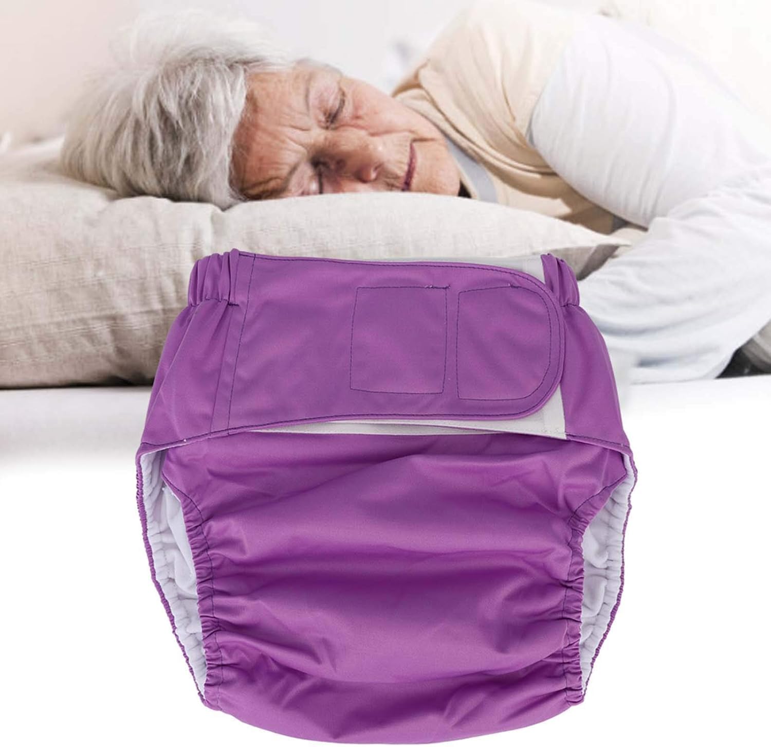 Couches en tissu réutilisables pour adultes, imperméables et lavables pour incontinence, pour femmes et hommes (violet)