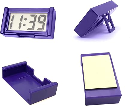 Shudyear Small Digital Clock, with Jumbo LCD Time & Day Display,Mini Automotive Small Digital Clock Battery Operated for Desktop Nightstand Pocket Car Truck Dashboard & Air Vent 1, Purple