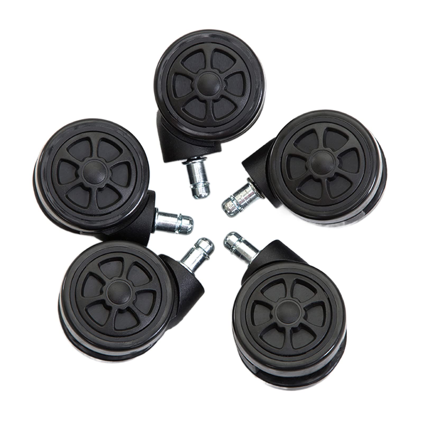 Kółka zamienne do krzeseł biurowych, 60 mm, wykonane z miękkiego poliuretanu, obrotowe i kolorowe, oś 11 mm x 20 mm, do parkietów, płytek, podłóg winylowych i dywanów.