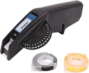 Jeanoko Label Maker, Embossing Label Maker Clear Number Letter One Hand Manual Label Maker Label Making Embosser for Label DIY(Black)