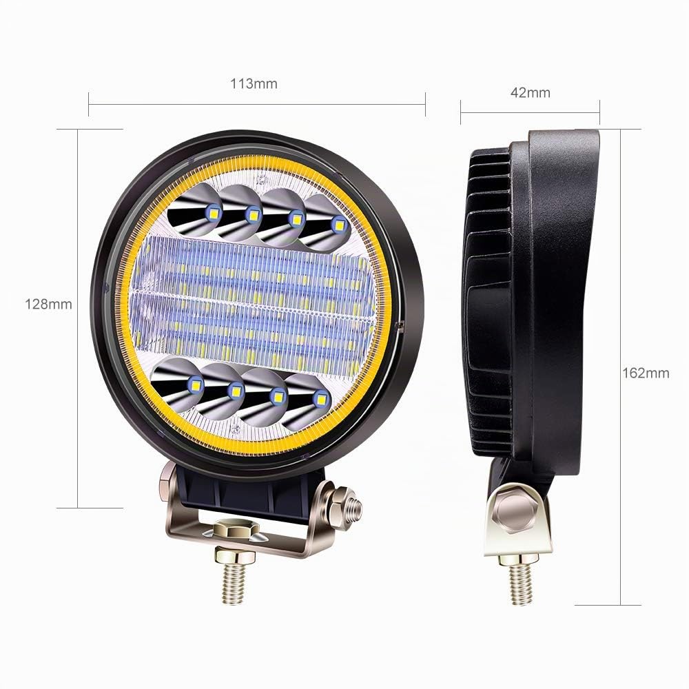 72W Angel Eye LED Luz de trabajo x2 Faros antiniebla Punto de conducción 12V 24V Faros delanteros Luces auxiliares para todoterreno, camión, tractor, automóvil, 4x4, ATV, UTV, SUV, barco