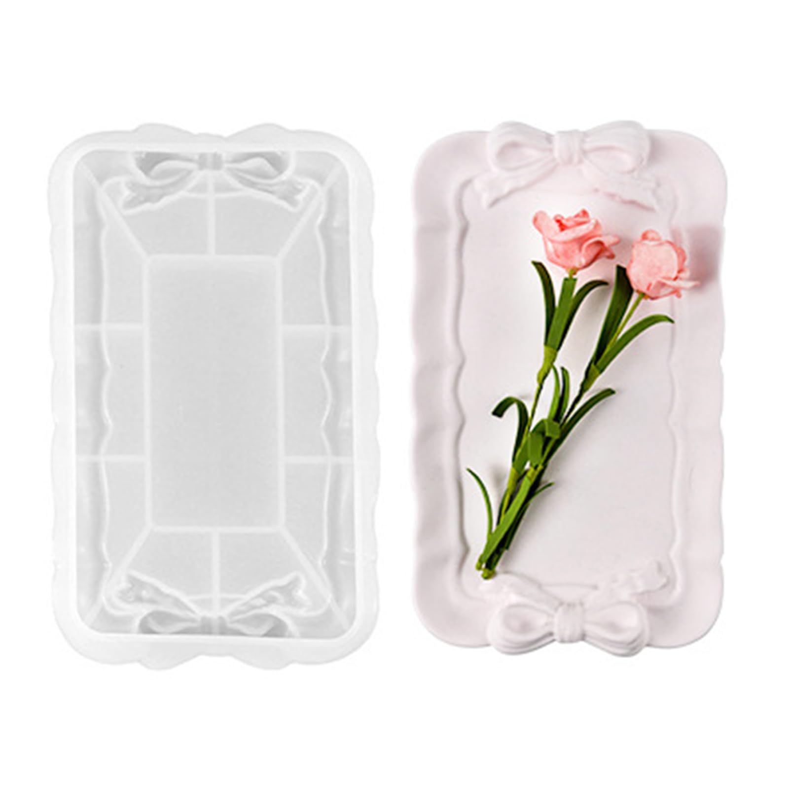 Resin Tray Mold Silicone Jewelry Tray Molds Bowknot Epoxy Casting Molds Storage Box Gypsum Plsater Decorations