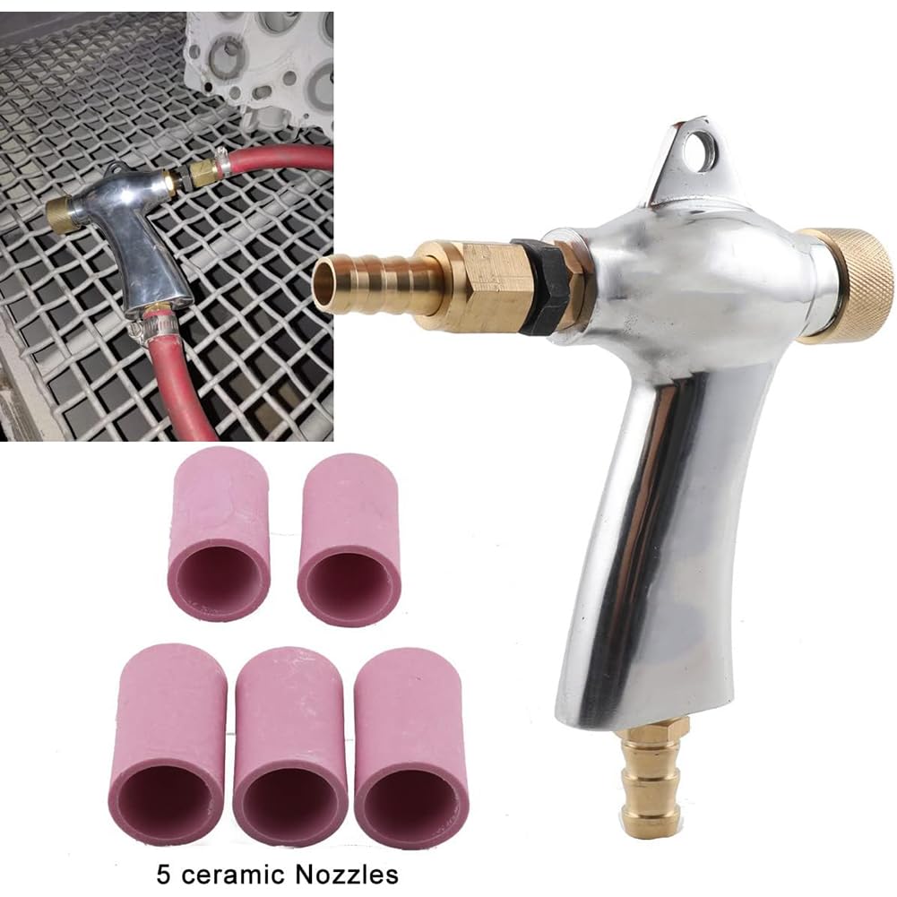 Zestaw pistoletu do piaskowania pneumatycznego z 5 dyszami ceramicznymi, narzędzie do piaskowania ze stopu aluminium do szafki
