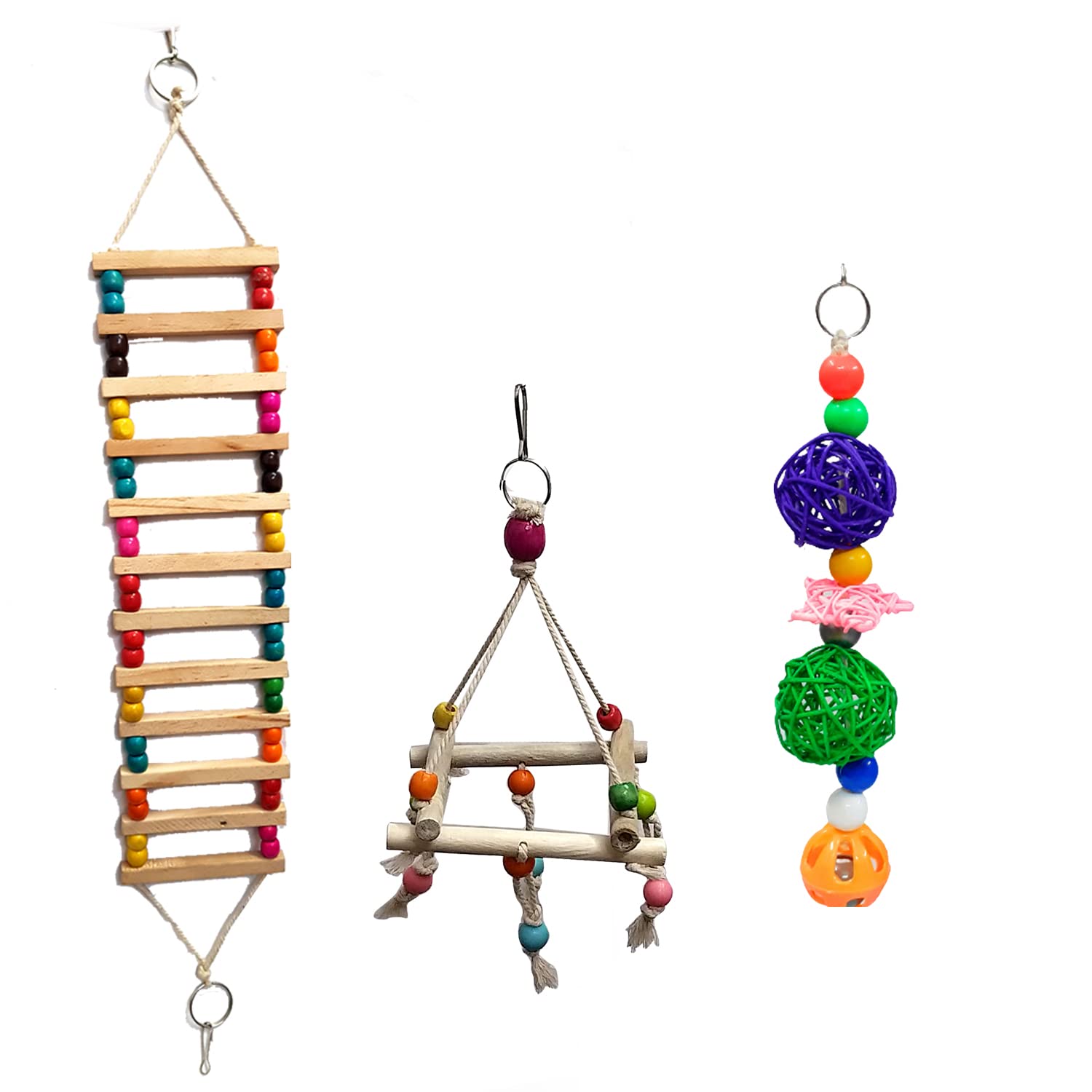 Jainsons Pet Products Bird Chew Toy for Bird Parrot Macaw African Greys Budgies Cockatiels Parakeet Hamster Rat Crawling Rainbow Bridge Wooden Cage Funny Perch Trainning Swing Toys Combo Pack 3pcs (B09LMD28TV) Amazon Price History, Amazon Price Tracker
