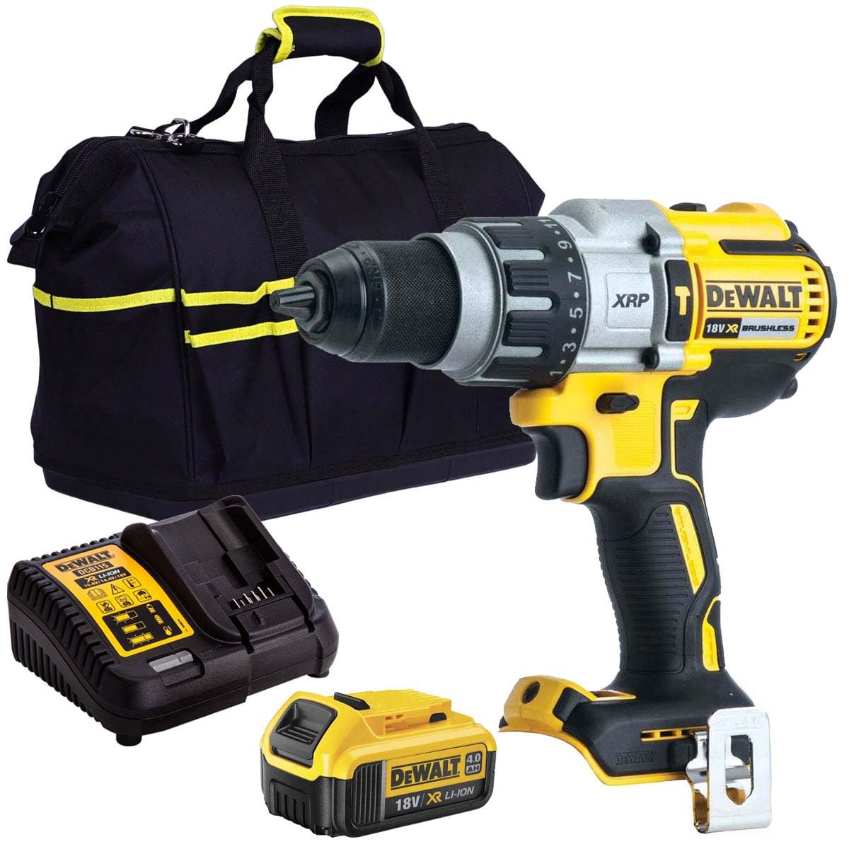 Dewalt DCD996N 18V Brushless Combi Hammer with 1 x 4.0Ah Battery & Charger in Bag