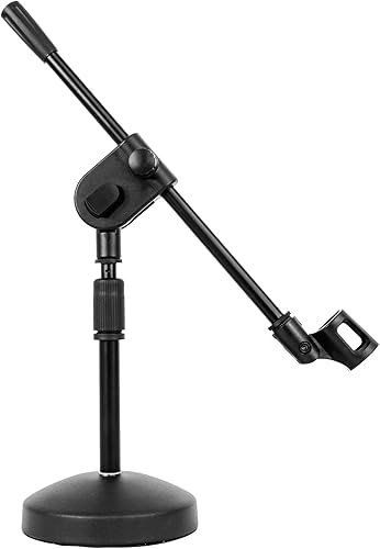 Miniatura 2 de Rockville RDMS70 Soporte de micrófono de escritorio con pluma, base redonda de acero, altura ajustable, cuello de cisne flexible, diseño estable,