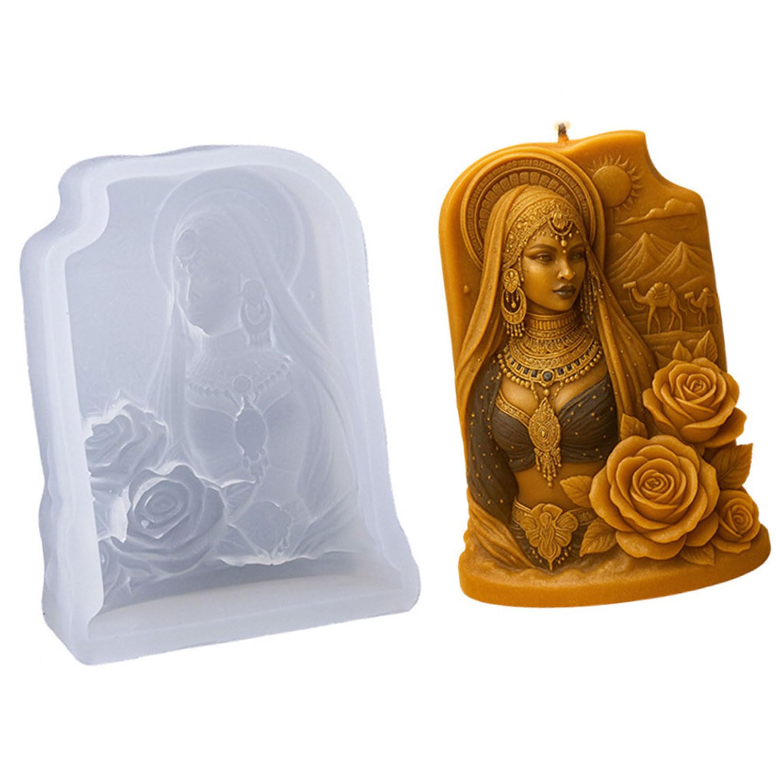Tsophreniq 3D Rose Lady Silicone Molds Arabian Silicone Molds for Soap Home Decoration Arabian Rose Bactrian Elastomer Cast