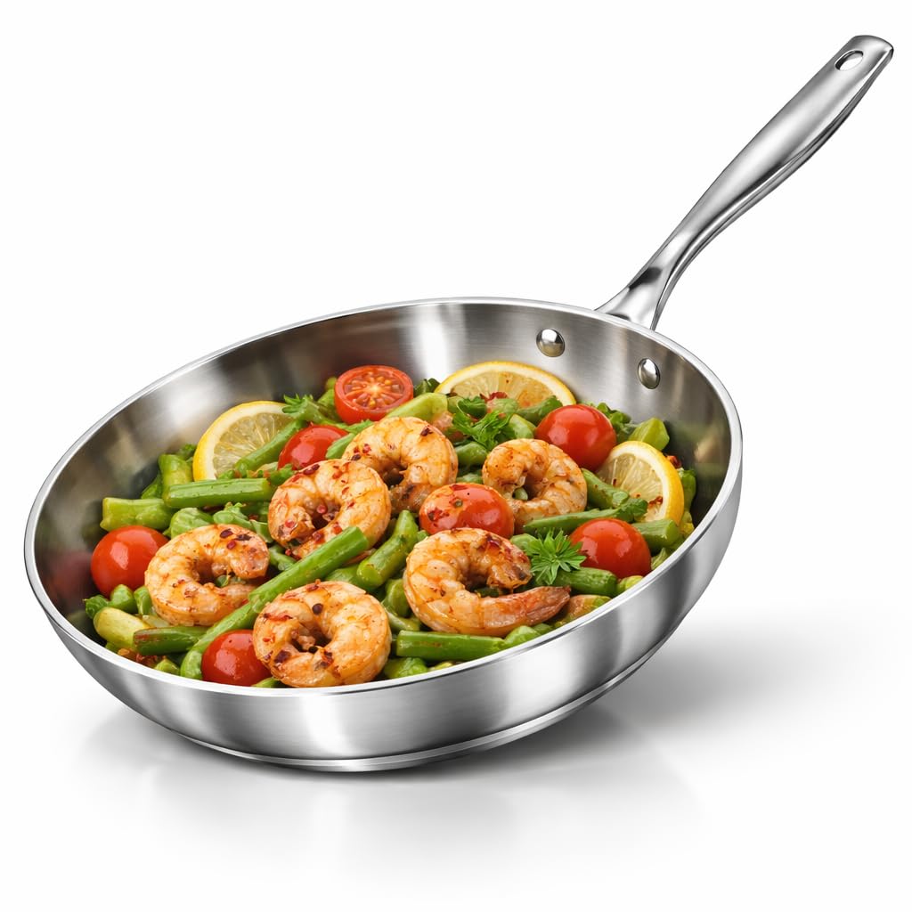28cm 5-Ply Stainless Steel Frying Pan – Professional Non-Stick Skillet for Searing Frying & Everyday Cooking
