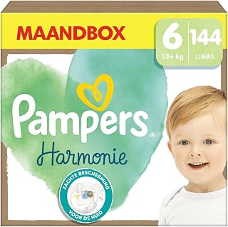 Pampers Harmonie Baby Nappies Size 6, 144 Nappies, 13 + kg | Gentle skin protection with 100% Pampers protection