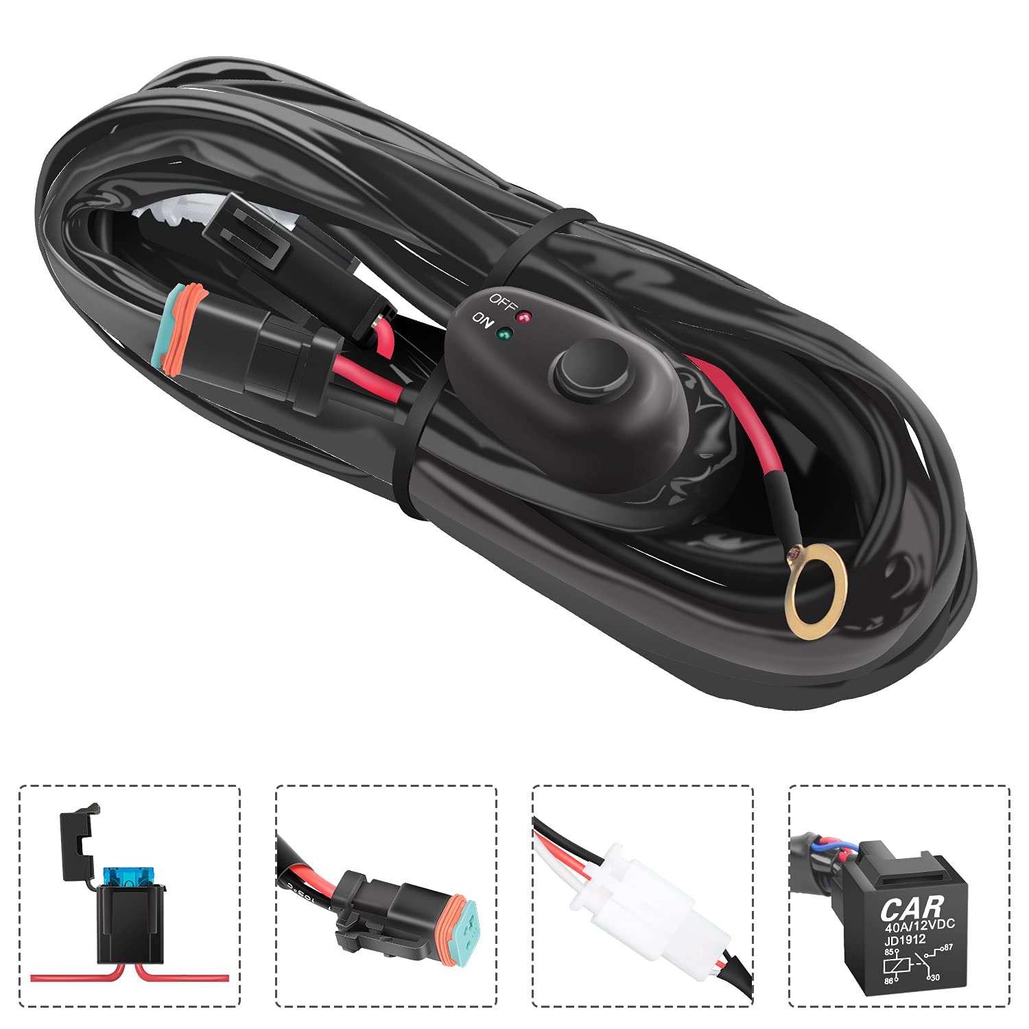 BATIGEPD 45W USB C Quick Charger 18W USB 3.0 Charger Socket Waterproof with Switch LED Voltmeter and Wire Fuse DIY Kit for 12V/24V Car Boat Marine ATV Bus Truck RV Motorcycle