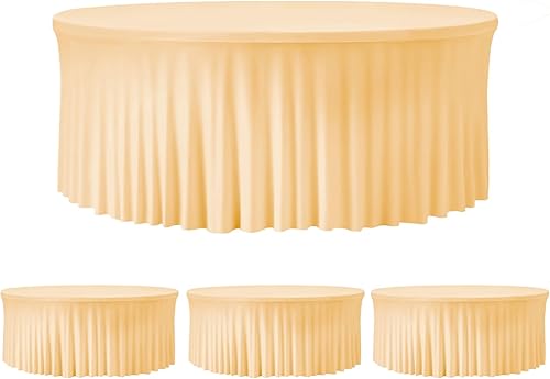 Miniatura 38 de Mantel redondo de 60 pulgadas blanco con borde elástico – Mantel ajustado sin arrugas y lavable para mesa redonda de 5 pies, mantel reutilizable