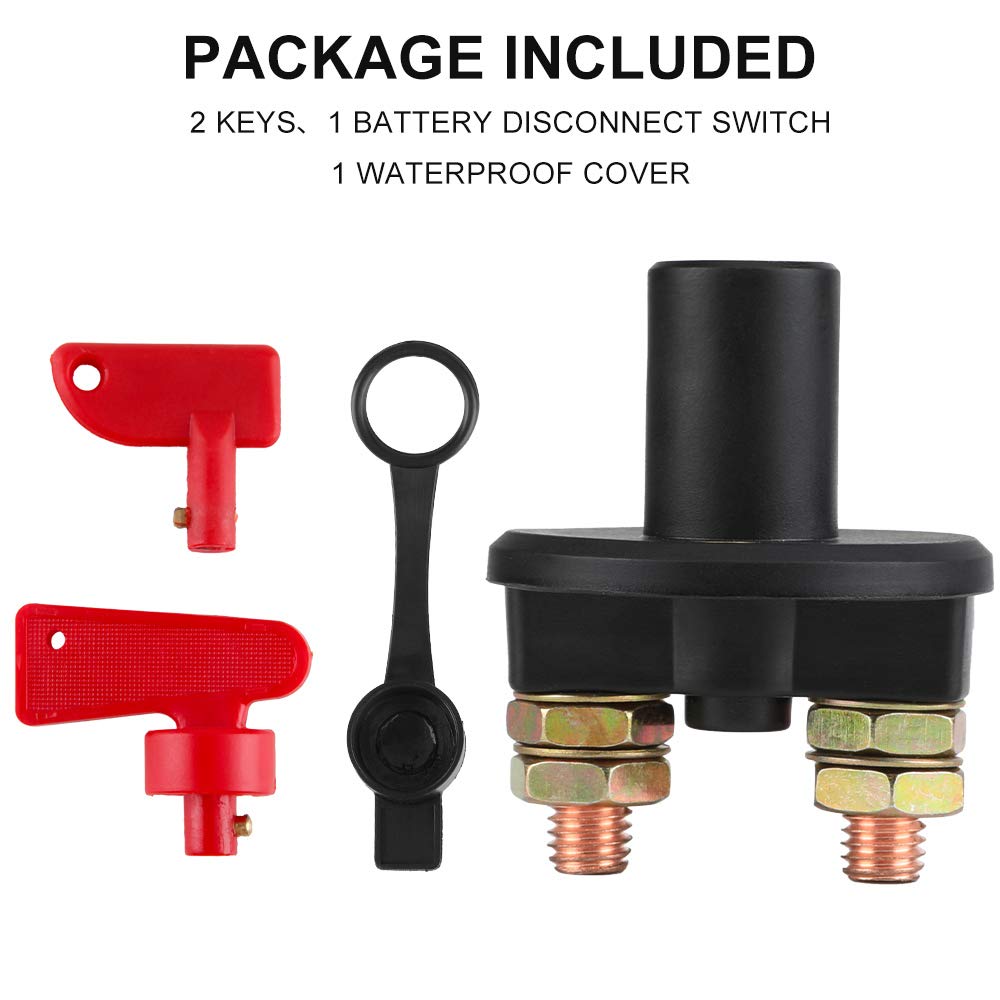 Battery Disconnect Switch with 2 Keys JOYHO 6V 12V 24V Battery Kill