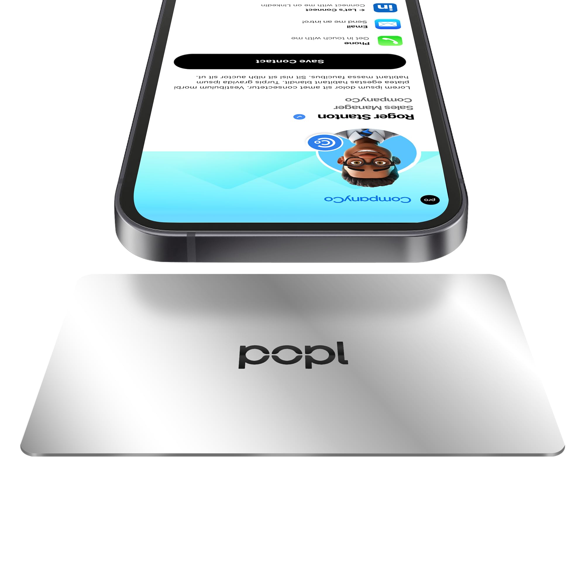 Authentic Patented Popl Card™ (Avoid Fake Knockoffs) - Smart NFC Networking Card - Simply Tap to Exchange Contact Info, Capture Leads, &amp; Manage Contacts (Stainless Steel Metal)