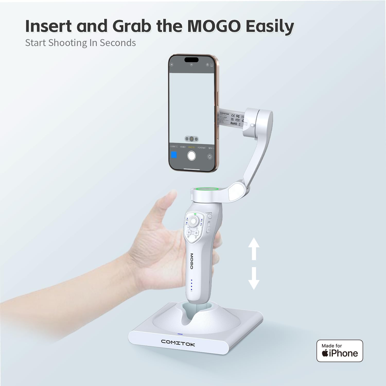 COMITOK Gimbal Stabilizer Dock for MOGO Charging Dock with Stand | Multi-Functional Desktop Charger | Charge, Store, and Showcase Your MOGO | Stable Holder for MOGO Devices