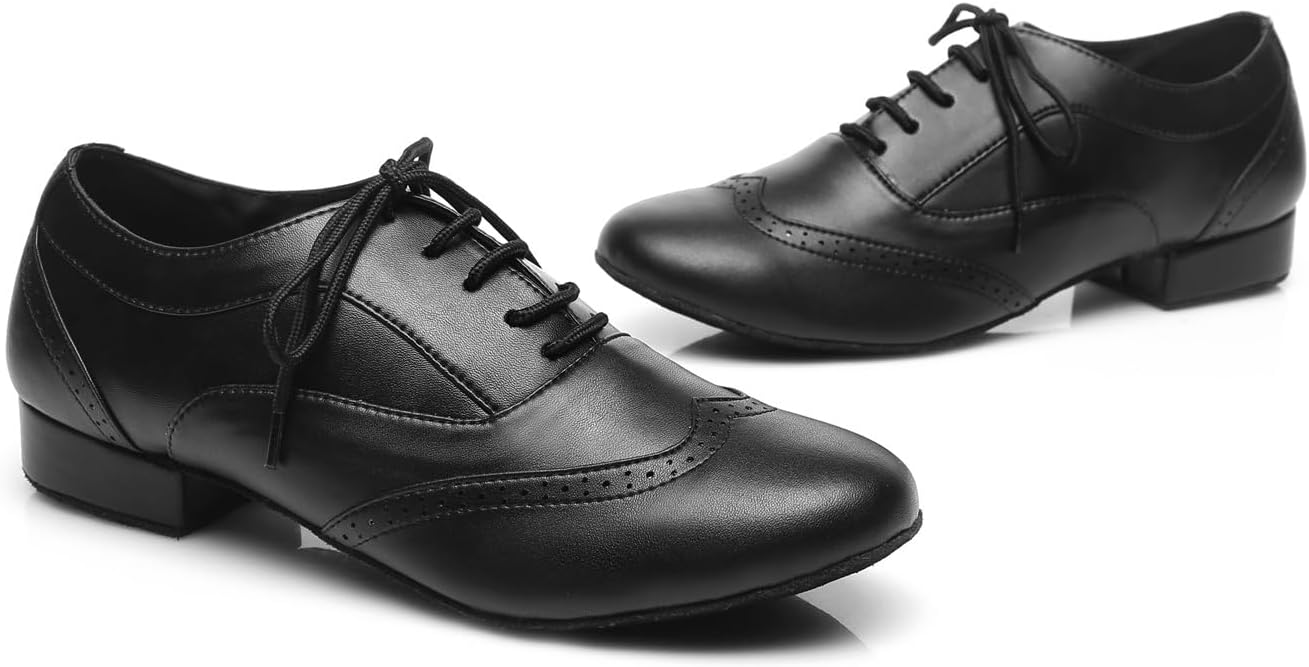 Mens Lace-up Leather Latin Chacha Tango Jazz Rumba Ballroom Modern Dance Shoes