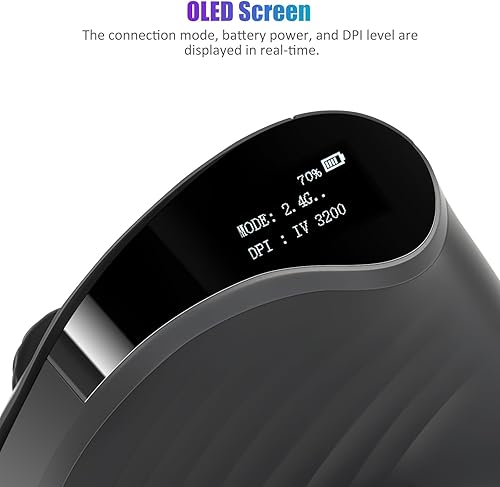 Miniatura 2 de TRELC Ratón ergonómico inalámbrico con pantalla OLED, mouse vertical silencioso recargable para conexión de 4 dispositivos (BT+2.4GHz), 4000 DPI, 7