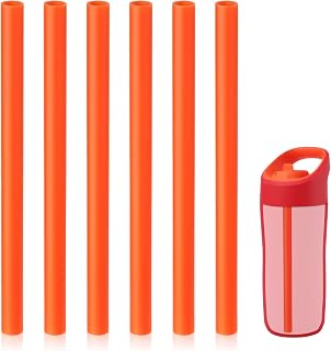 6pcs Replacement Straws for Gatorade Kids Rookie Metal Water Bottle, Reusable Plastic Straws for Gatorade Kids Rookie Metal Water Bottle Accessories (Orange)