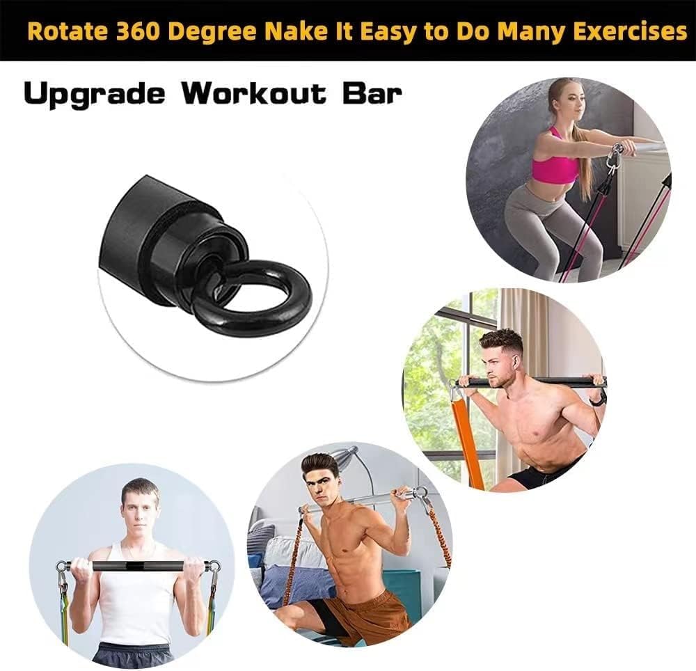 Resistance Band Workout Bar for Body Workout, Adjustable 3 Parts with Easy Grip Foam Durable Portable Steel Pilates Training - Image 4